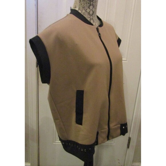 Indies Zip Camel Vest NWT Gilet Bunny Animal Print Rhinestones Retail $169 S/M - Picture 5 of 8